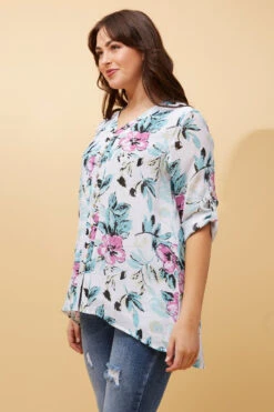 RUBY FLORAL BUTTON FRONT TOP -Printedcarpetus 488fa900bb5abcc68206916a1051b686