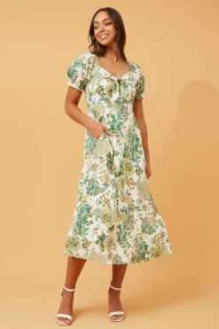 FAITH BOW FRONT MIDI DRESS -Printedcarpetus 48a51f96046f9d0c4bd898336601eead