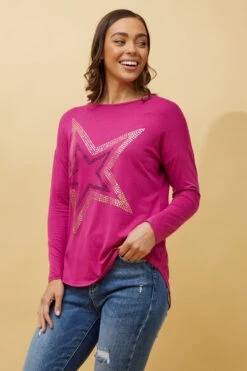 EVA LONG SLEEVE STAR PRINT TOP -Printedcarpetus 49f37f4c33bcc632a9ce46d7b42e277a