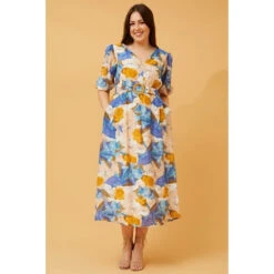 KATINA FLORAL BELTED MIDI DRESS -Printedcarpetus 4a245f0c143766fbfbb4b1b4d879d08c