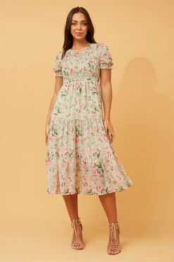 MERRY PUFF SLEEVE FLORAL DRESS