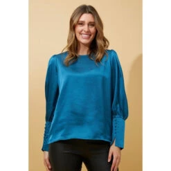 DOM BALLOON SLEEVE SATIN BLOUSE -Printedcarpetus 4bfbb0b49db6c0c658082d9b7d16a94d