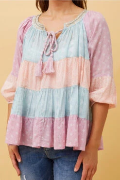 DUKE COLOUR BLOCK BOHO TOP -Printedcarpetus 4cb6bf7992f4249d8e77404ccb859c1f