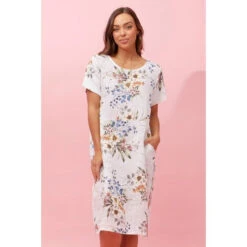 ANTONELLA FLORAL LINEN MIDI DRESS -Printedcarpetus 4d482c71ac2b0dda11a59b4d86a229d2