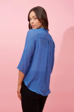 AMITY ROLL UP SLEEVE DRAPE TOP -Printedcarpetus 4d8e2bfe5cc812c43669572e0f8b8b53