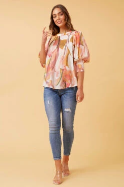 ELEGANT ABSTRACT PRINT BLOUSE -Printedcarpetus 4f2e43236b7394c6d59df67d484fa05e