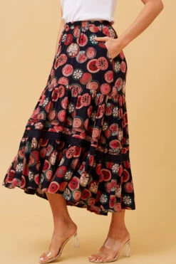QUINN BOHO TIERED MIDI SKIRT -Printedcarpetus 5199bb1f941bdff06a2ca8818fdd530f