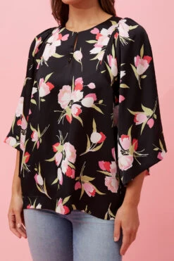 SAFFRON WIDE SLEEVE FLORAL BLOUSE -Printedcarpetus 5268a271d006b8e3cd7093aed7173232