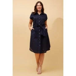 GEORGINA LINEN SHIRT DRESS -Printedcarpetus 52febdab9e0fd8344d25abb50d8aee4c