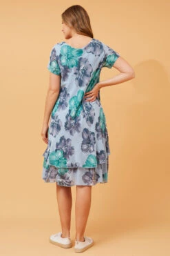ELECTRA DOUBLE LAYER FLORAL DRESS -Printedcarpetus 5303ebd7632d7b725a8123651627202f