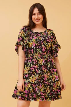GRETA FLORAL SHORT DRESS -Printedcarpetus 53b9ffe6c5cef3b0d06b6b193f4a1cb9