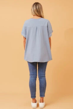 SOULA SEQUIN LINEN TOP -Printedcarpetus 543f2b81e12b5e1db122798469b2b082