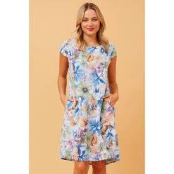 SISLEY FLORAL LINEN SHIFT DRESS -Printedcarpetus 54dc4c4f3bcdda542069cc23b974337d