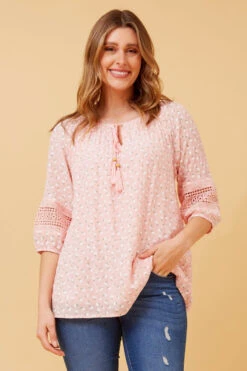 ANDREA FLORAL PEASANT TOP
