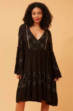 KAVITA SEQUIN DETAIL TIERED DRESS