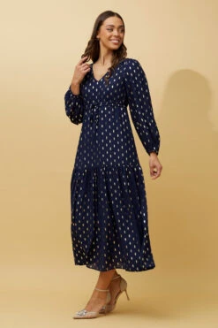 CRYSTELLE TEARDROP FOIL PRINT MAXI DRESS -Printedcarpetus 5794b57fe490f3a709b2bd2bdca1286b