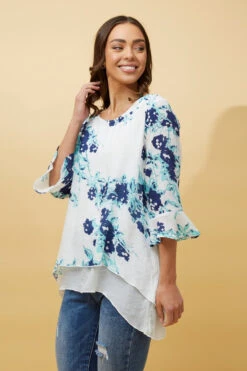 RUMI DOUBLE LAYER FLORAL TUNIC TOP -Printedcarpetus 58db1d4c7a7159973d9bdf5d4e762c8a