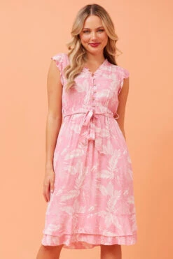 RAVINA LEAF PRINT SHORT DRESS -Printedcarpetus 5905c6bcaf6fb4bc256c71e52dbfa067