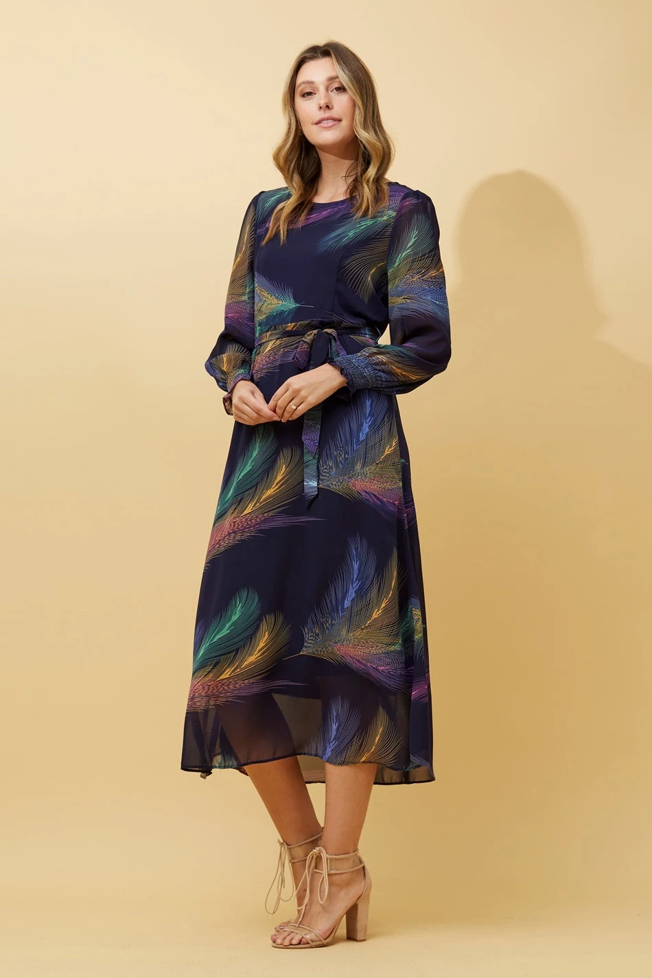 PRISCILLA FEATHER PRINT DRESS 7 PRISCILLA FEATHER PRINT DRESS - Image 5