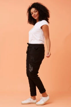 JANJA SEQUIN PATCHWORK PRINT JOGGERS -Printedcarpetus 5b3a356977dfc82b290cac20d67d0cd0