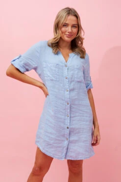 GRAZIA LINEN SHORT DRESS -Printedcarpetus 5b803eaec6646bddf31f23d90364d8ba