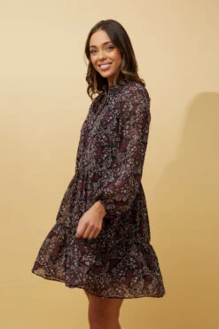 CALVIN BALLOON SLEEVE FLORAL SHORT DRESS -Printedcarpetus 5c93c540b7f0793afad7bcfc5982cf60