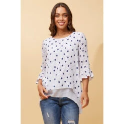 RUMI DOUBLE LAYER DOTTED TUNIC TOP 17 RUMI DOUBLE LAYER DOTTED TUNIC TOP -Printedcarpetus 5cf9feb668c9adea52cca4b5a2e6283a