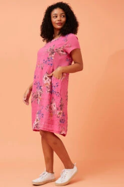 MESSINA FLORAL LINEN DRESS -Printedcarpetus 5e1d94fbf7aa35bbf5cd9babd76e3e16