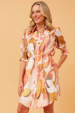 LOTUS ABSTRACT PRINT SHIRT DRESS -Printedcarpetus 5e240d45d6eab21072b905f88698004f