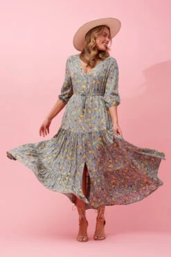 FLORAL TIERED MAXI DRESS -Printedcarpetus 5e3955a78491006413def938603ea882