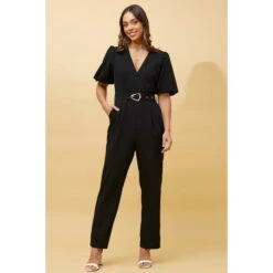 WALDA SHORT PUFF SLEEVE JUMPSUIT -Printedcarpetus 602de89c1539b1809cee78a62244adf0