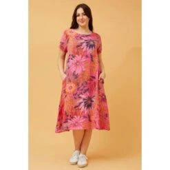 VITALIA FLORAL LINEN MIDI DRESS -Printedcarpetus 61045a8c39821bee315a07dd1675f418
