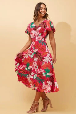 Stella FLORIDA LEAF PRINT MIDI DRESS -Printedcarpetus 612a7bd31c43bbcf2e60539501a24a1e