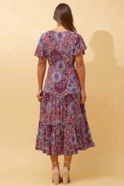 LISDON PATCHWORK TIERED MIDI DRESS -Printedcarpetus 62111e99c5d04db5602f8ebb5d1fc1d3