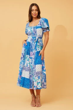 BRITTANY PATCHWORK FLORAL DRESS -Printedcarpetus 6309966087c0bcf01d0c65762201a9a5