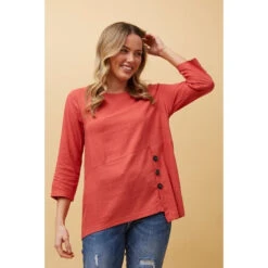 BUTTON DETAIL LINEN TOP -Printedcarpetus 634137a206723ba72c970c34fa0139a3