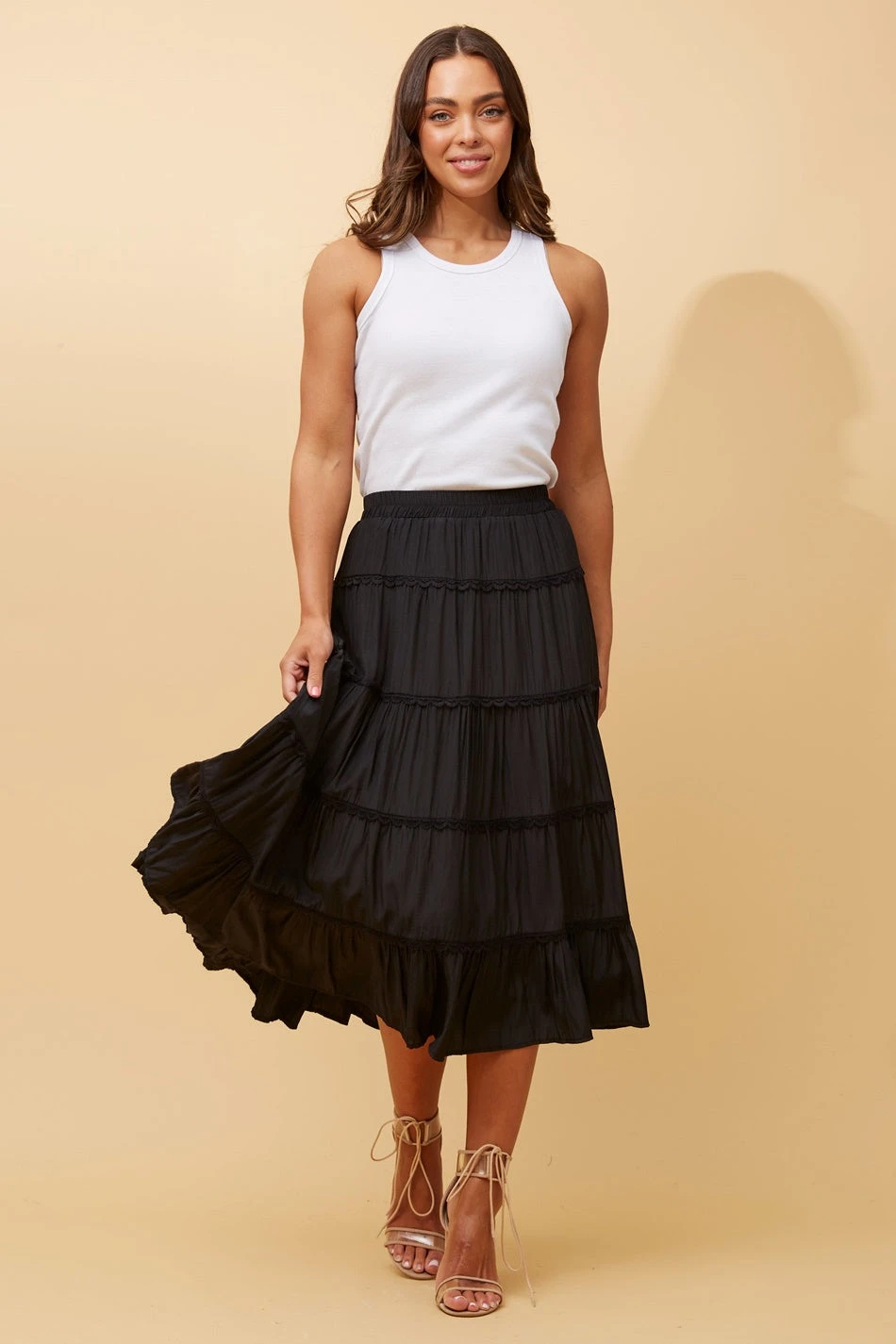 LUCIENE LACE TIERED MIDI SKIRT 4 LUCIENE LACE TIERED MIDI SKIRT - Image 2