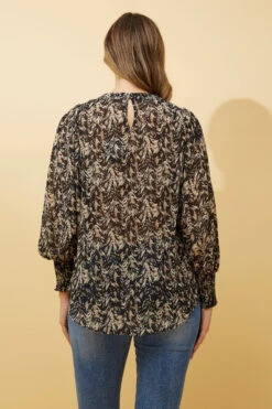 CLASSIC ABSTRACT PRINT BALLOON SLEEVE BLOUSE -Printedcarpetus 638c44955beca20599936b9cb952e2b9