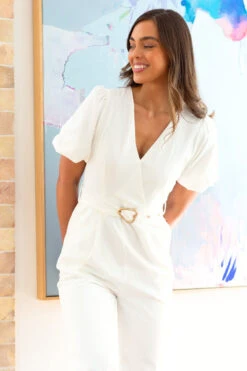 WALDA SHORT PUFF SLEEVE JUMPSUIT -Printedcarpetus 6435947255c498b603f670c99a4f5ac4