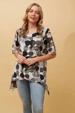 DOUBLE LAYER ASYMMETRICAL HEM TOP -Printedcarpetus 647990a0c3cd2422cbafb1fd9827f723