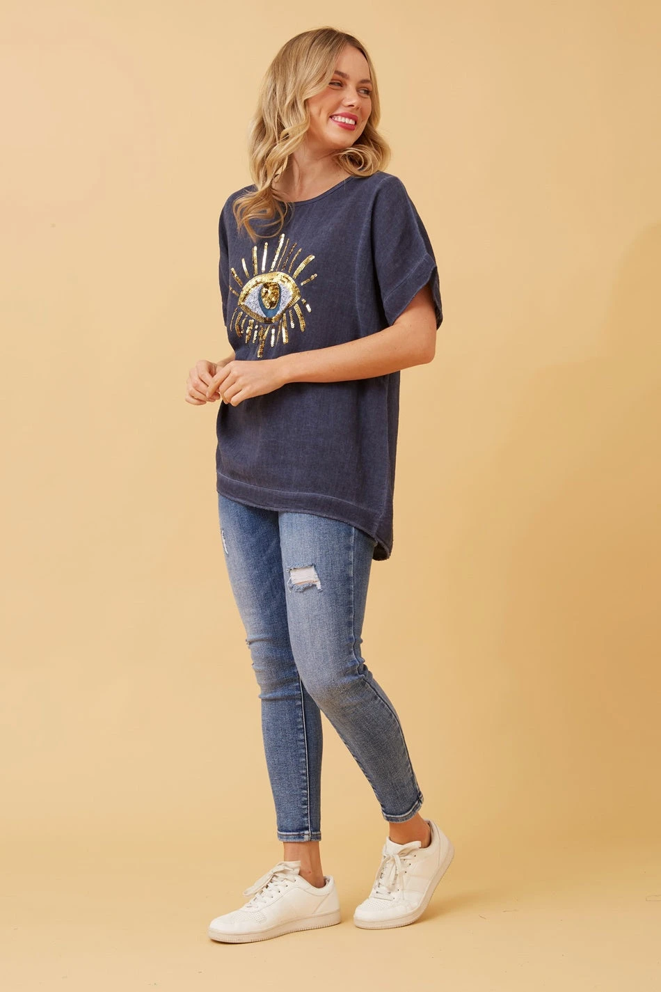 JULINA EVIL EYE LINEN TOP 7 JULINA EVIL EYE LINEN TOP - Image 5