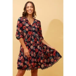 ARRAN ABSTRACT BOHO BABYDOLL DRESS -Printedcarpetus 64d47d1474fe09858567c75f4dce8333