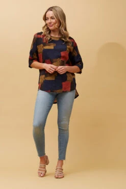 TARA ABSTRACT PRINT HI LOW HEM TOP -Printedcarpetus 64e5e6d7c5b90d40ee4aeaba086df3a7