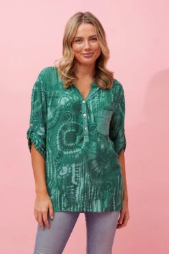 ROSETTA SEQUIN TIE DYE DETAIL TOP -Printedcarpetus 6579050e6ce4590df679a9a7e313e41a