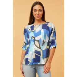 TARA ABSTRACT PRINT TOP -Printedcarpetus 65efd4d7316a01653b4fc2cc01304c1d