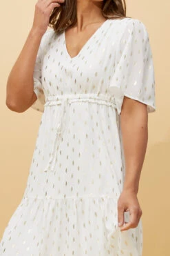 DIAMOND TEARDROP FOIL PRINT SHORT DRESS -Printedcarpetus 666e8a794367c55ed6be4c98a6f3f43f