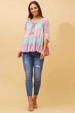 DUKE COLOUR BLOCK BOHO TOP -Printedcarpetus 66801acb0ee0037bc1206bacfdab6c23