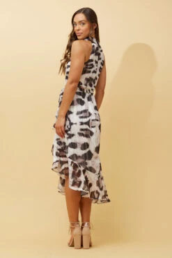 RIO ANIMAL PRINT HALTER NECK DRESS -Printedcarpetus 6682f0b2bd8fafa801805af0ed5bbd97