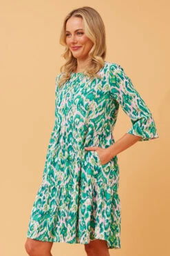 NIKO ABSTRACT PRINT SHORT DRESS -Printedcarpetus 66cb8ca4a54f4a507276129dd85b0a86