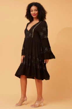 KAVITA SEQUIN DETAIL TIERED DRESS -Printedcarpetus 683dc58b5125e519dfa3da479b0e64c7